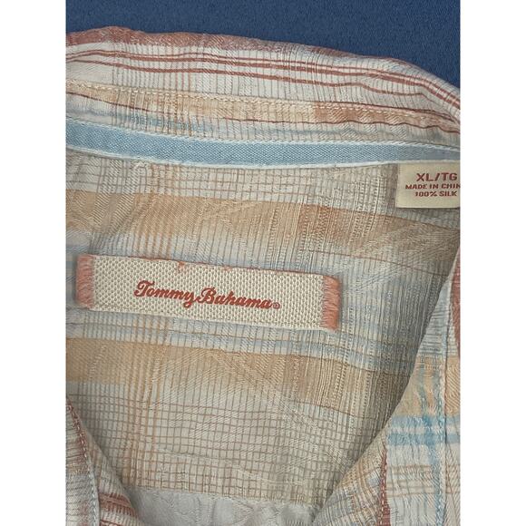 Tommy Bahama Vintage Mens 100% Silk‎ Plaid Short Sleeve Button Up Shirt XL - Picture 3 of 7